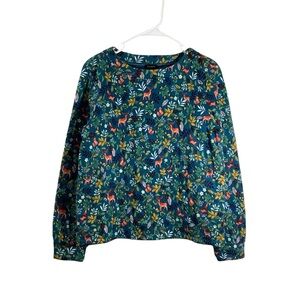 Talbots Teal Woodland Quilted Sweatshirt